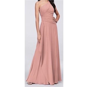 Blush One-Shoulder Georgette Cascade Dress
